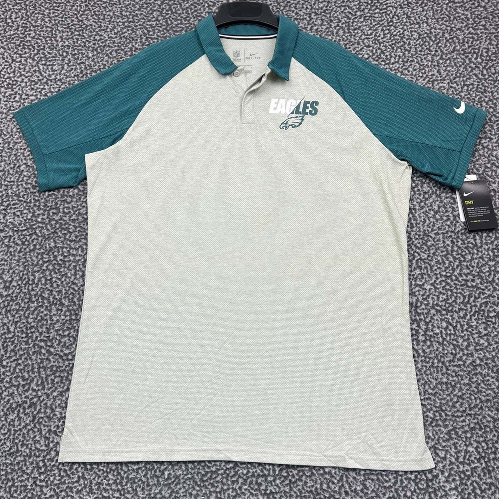 Nike Dri-Fit Polo Shirt Men Large Philadelphia Eagles‎ Short Sleeve Collared New